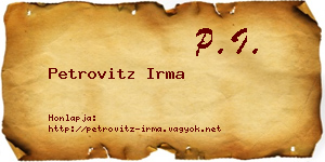 Petrovitz Irma névjegykártya