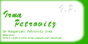 irma petrovitz business card